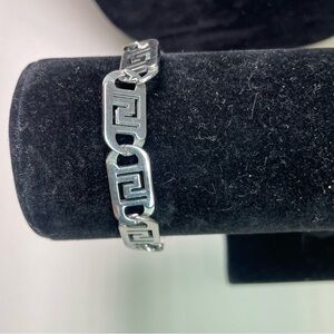 Vintage Silver Tone Geometric Link Bracelet